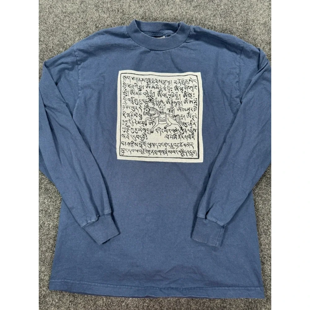 The North Face Wind Horse Tibetan Prayer Flag Long Sleeve T Shirt Large Blue